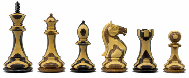  Santiago Striped Staunton Chessmen 4 inch